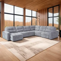Sectionnel modulaire électrique inclinable avec 2 sièges coulissants et chaise longue à gauche avec rangement - 6 mcx