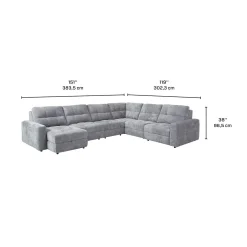 Sectionnel modulaire électrique inclinable avec 2 sièges coulissants et chaise longue à gauche avec rangement - 6 mcx