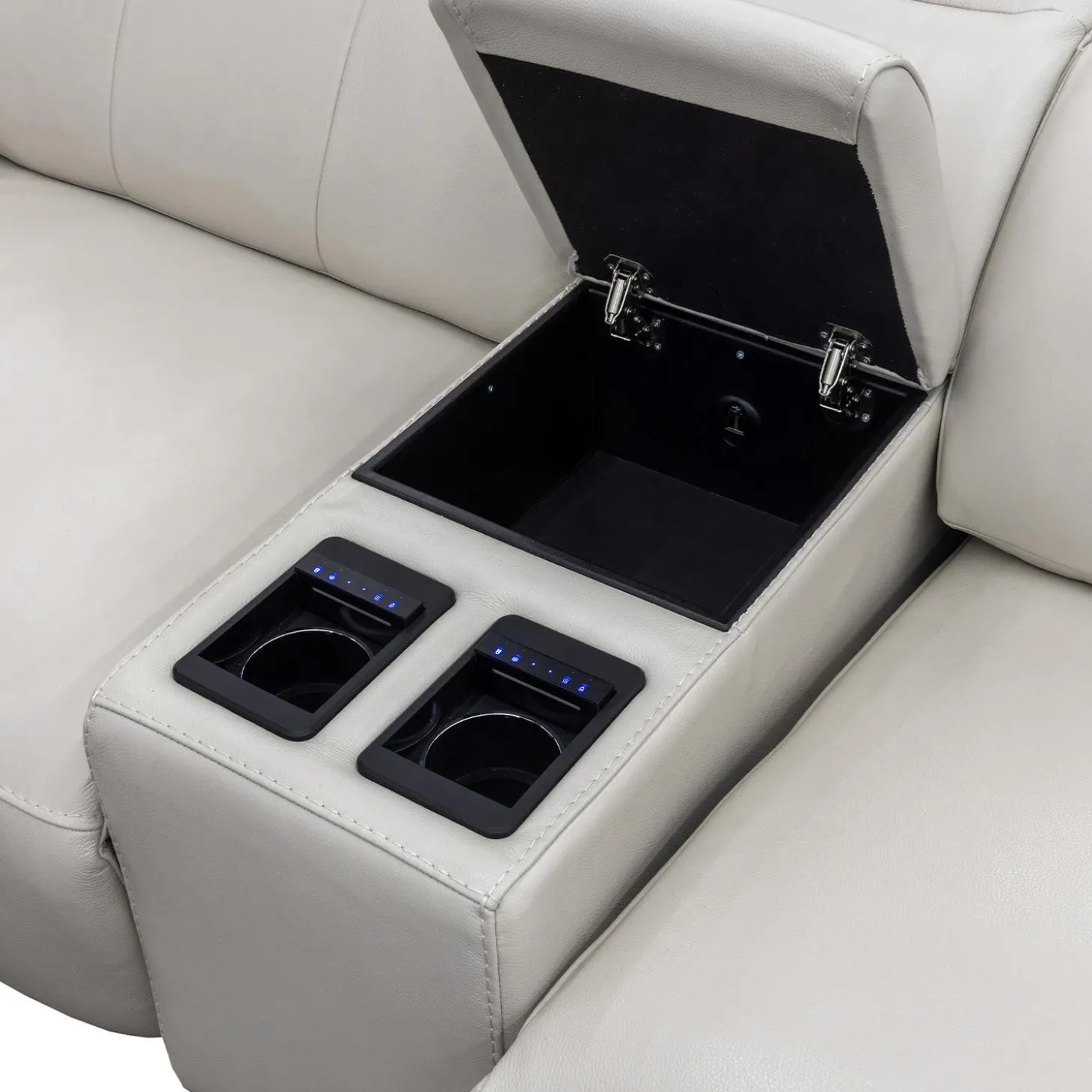 Sectionnel modulaire électrique inclinable en cuir véritable avec appui-têtes ajustables – 6 mcx