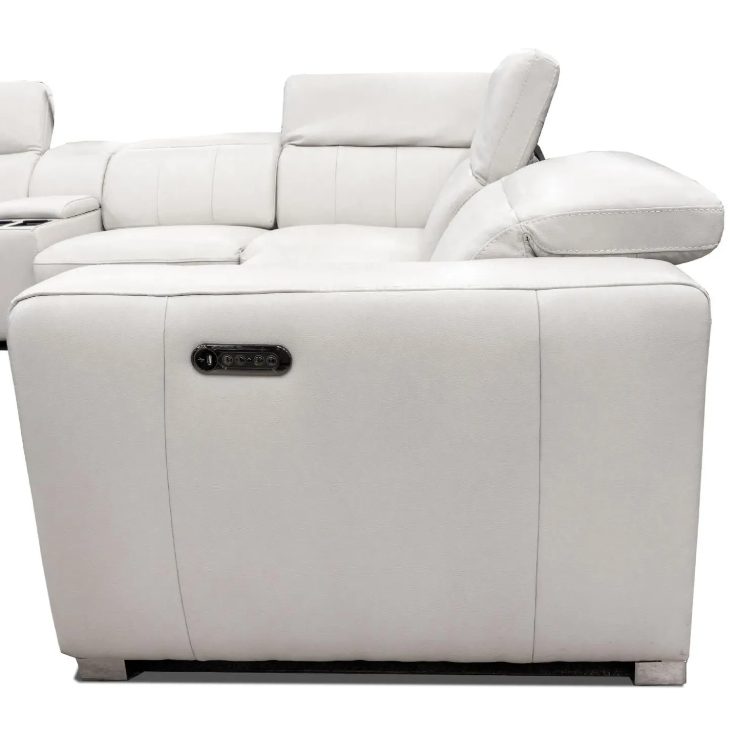 Sectionnel modulaire électrique inclinable en cuir véritable avec appui-têtes ajustables – 6 mcx