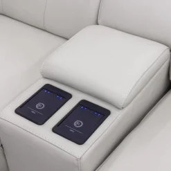 Sectionnel modulaire électrique inclinable en cuir véritable avec appui-têtes ajustables – 6 mcx