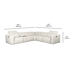 Sectionnel modulaire électrique inclinable en cuir véritable avec appui-têtes ajustables – 6 mcx