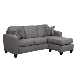 Sectionnel réversible avec chaise longue - gris charbon