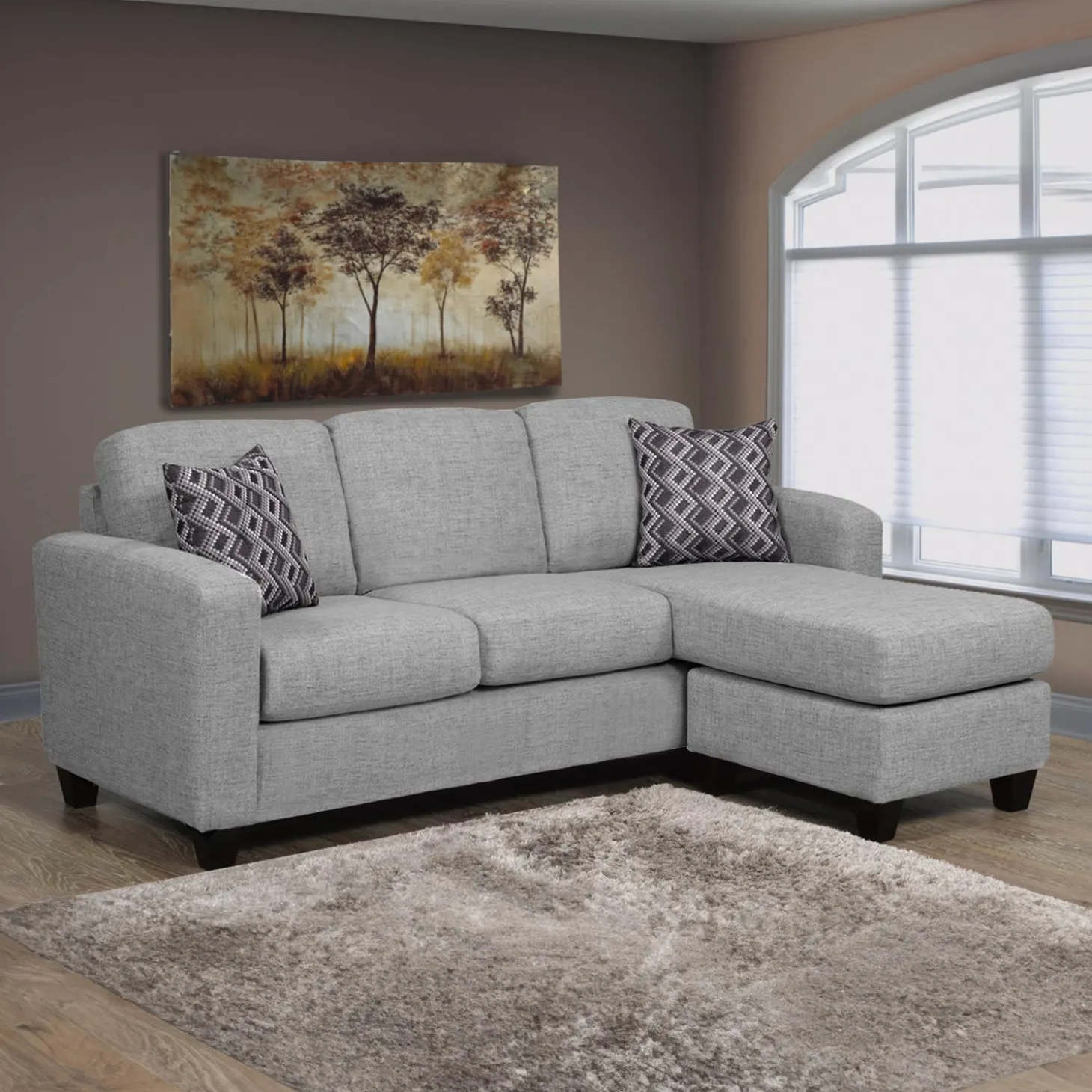Sectionnel réversible avec chaise longue - gris
