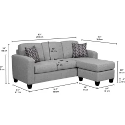 Sectionnel réversible avec chaise longue - gris