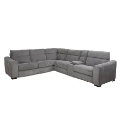 Sectionnel-lit inclinable électrique gris avec console - 6 mcx