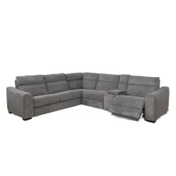 Sectionnel-lit inclinable électrique gris avec console - 6 mcx