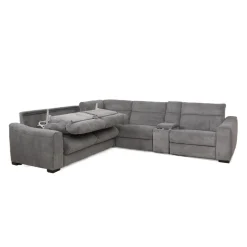 Sectionnel-lit inclinable électrique gris avec console - 6 mcx