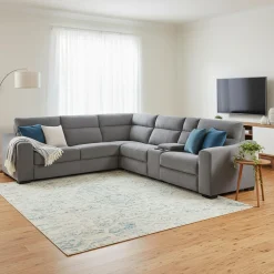 Sectionnel-lit inclinable électrique gris avec console - 6 mcx