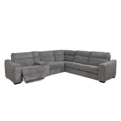 Sectionnel-lit inclinable électrique gris avec console - 6 mcx