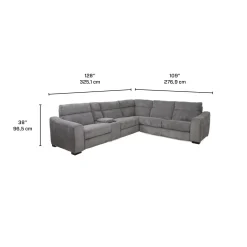 Sectionnel-lit inclinable électrique gris avec console - 6 mcx