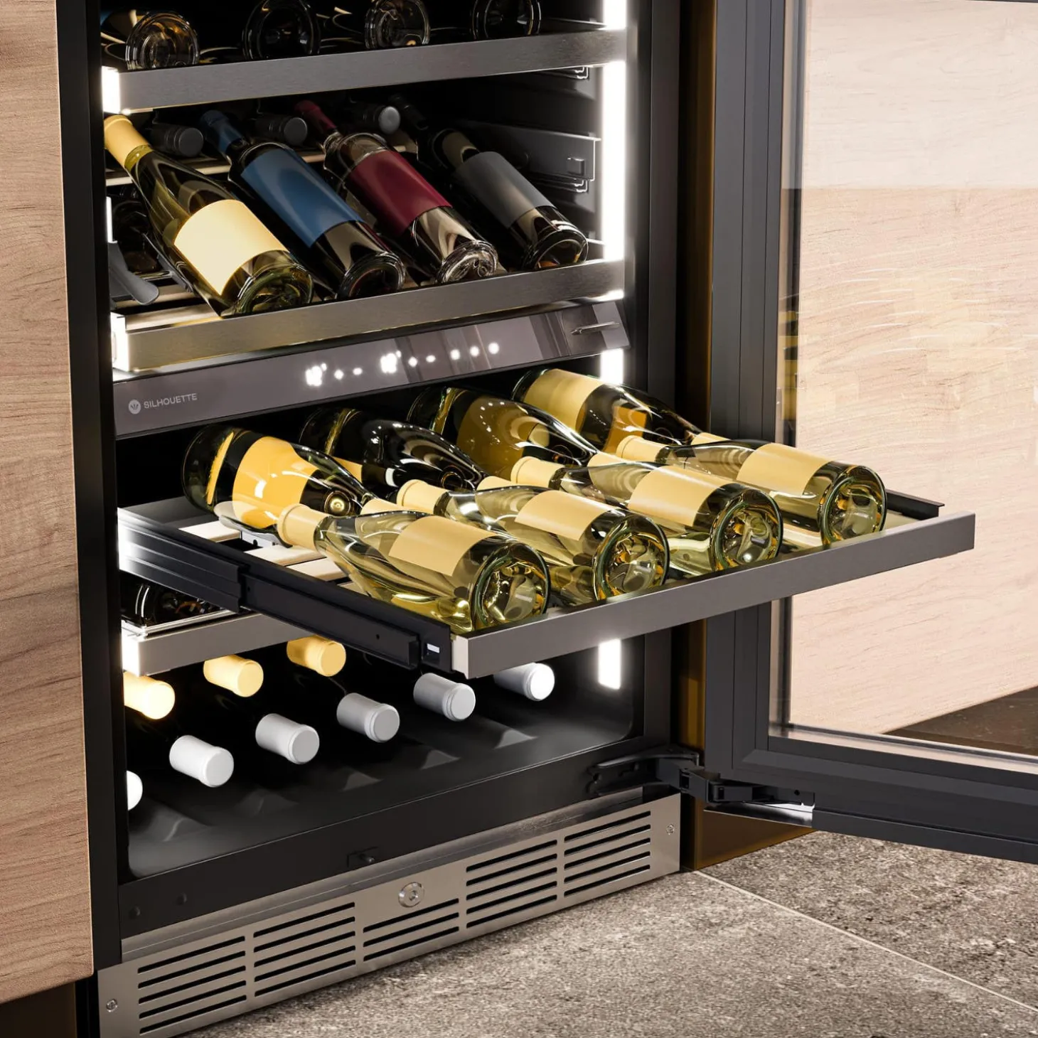 SILHOUETTE Cellier à vin encastré 24″ Inox 24" - SPRWC052D3SS