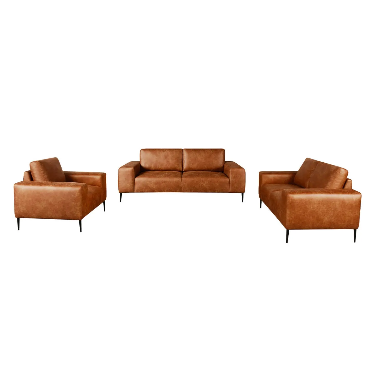 Sofa avec assises profondes et accoudoirs carrés
