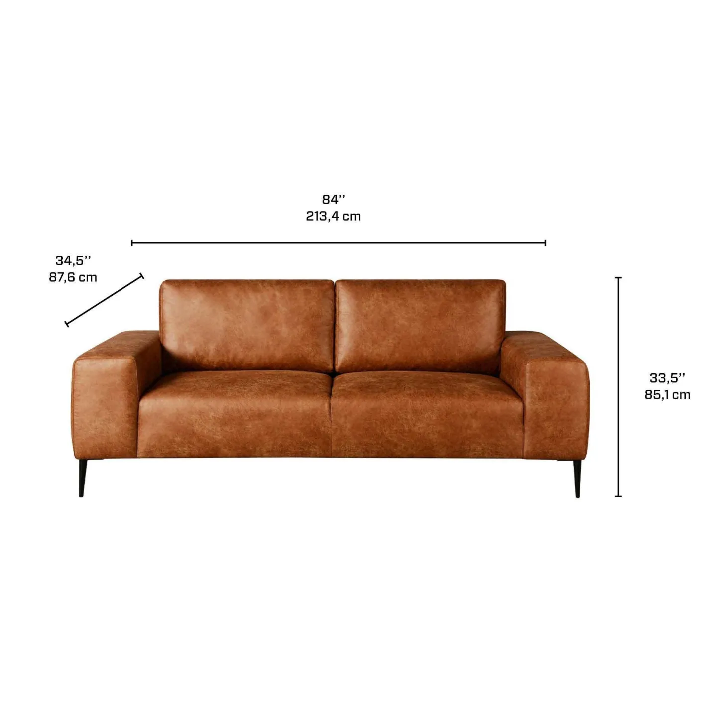 Sofa avec assises profondes et accoudoirs carrés