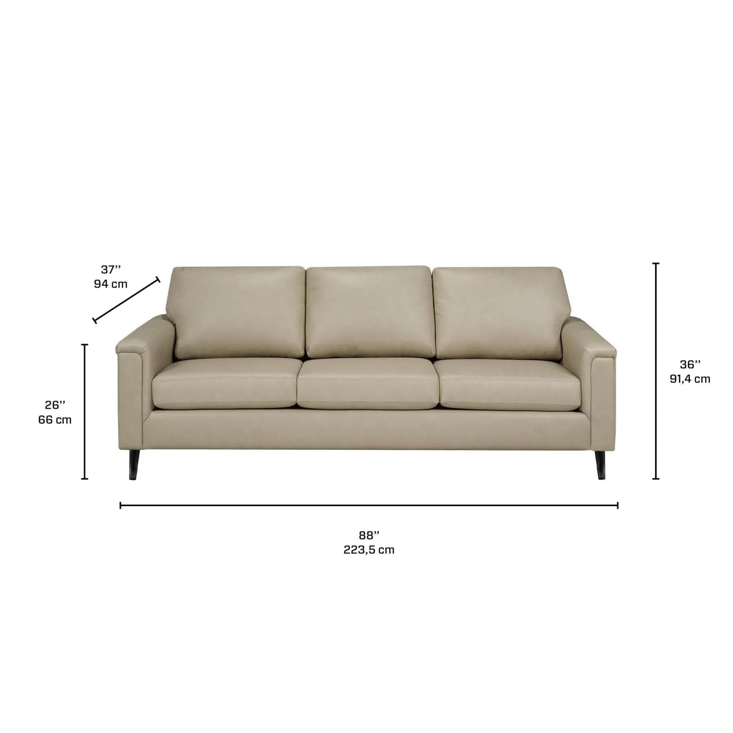 Sofa en cuir véritable - beige