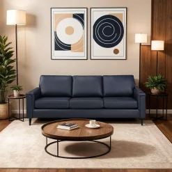 Sofa en cuir véritable - bleu