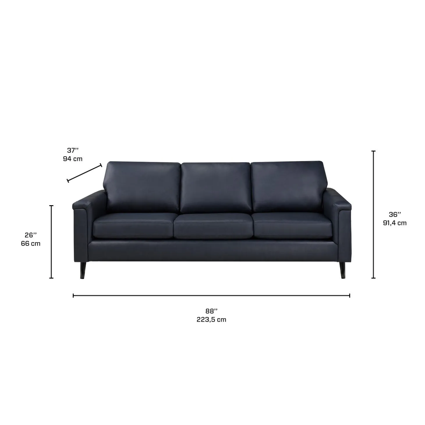 Sofa en cuir véritable - bleu