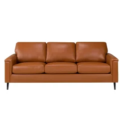 Sofa en cuir véritable - cognac