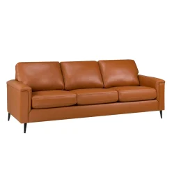Sofa en cuir véritable - cognac