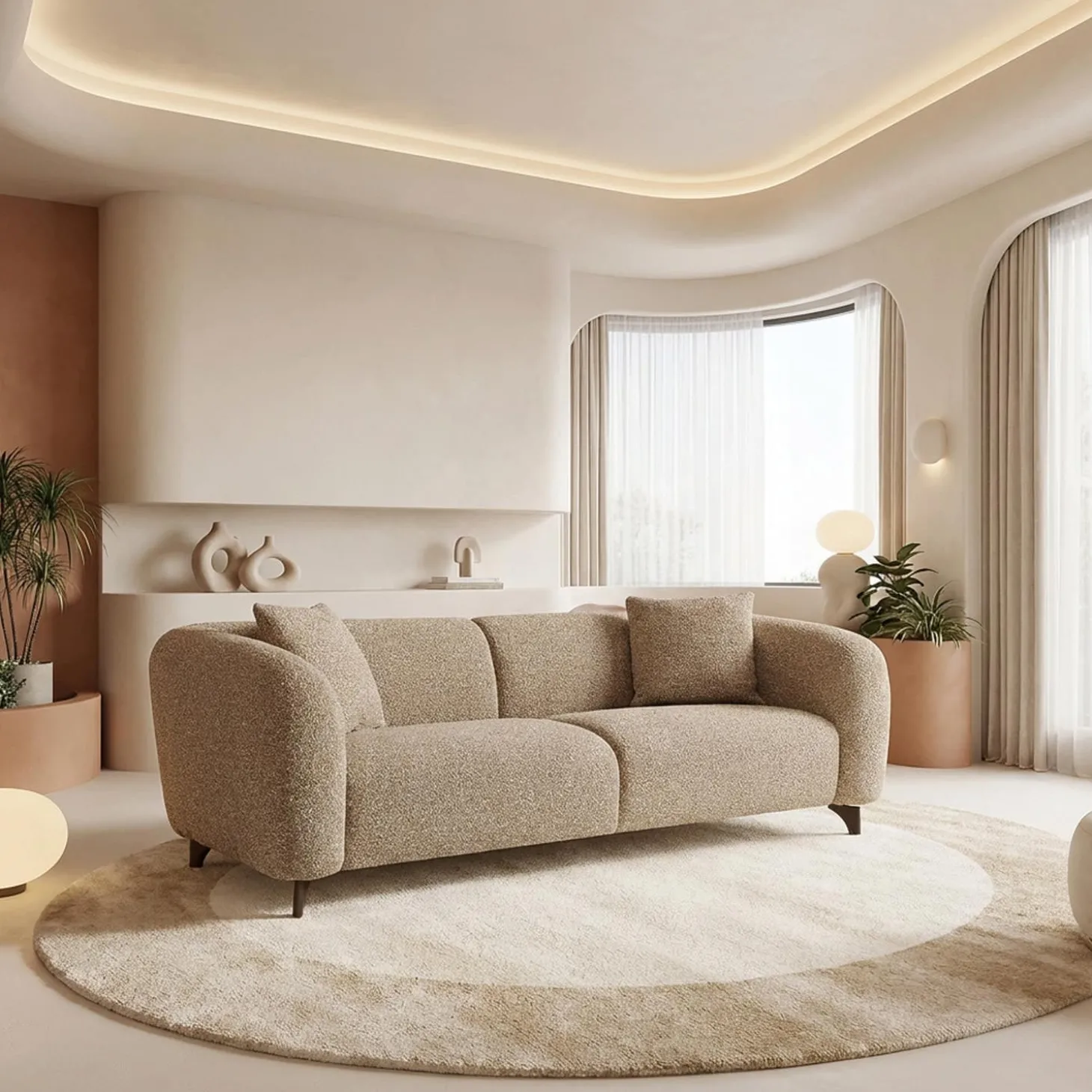 Sofa en tissu - brun