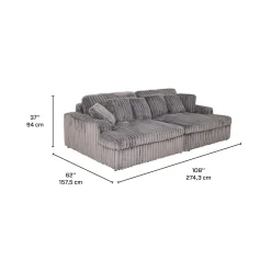 Sofa en velours côtelé avec 2 chaises longues