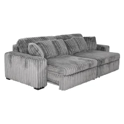 Sofa en velours côtelé avec 2 sièges coulissants électriques