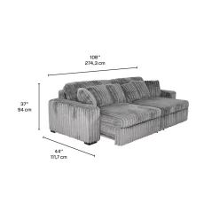 Sofa en velours côtelé avec 2 sièges coulissants électriques