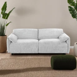 Sofa en velours texturé avec plumes - beige