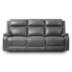 Sofa inclinable électrique en cuir avec appuis-tête ajustables - gris