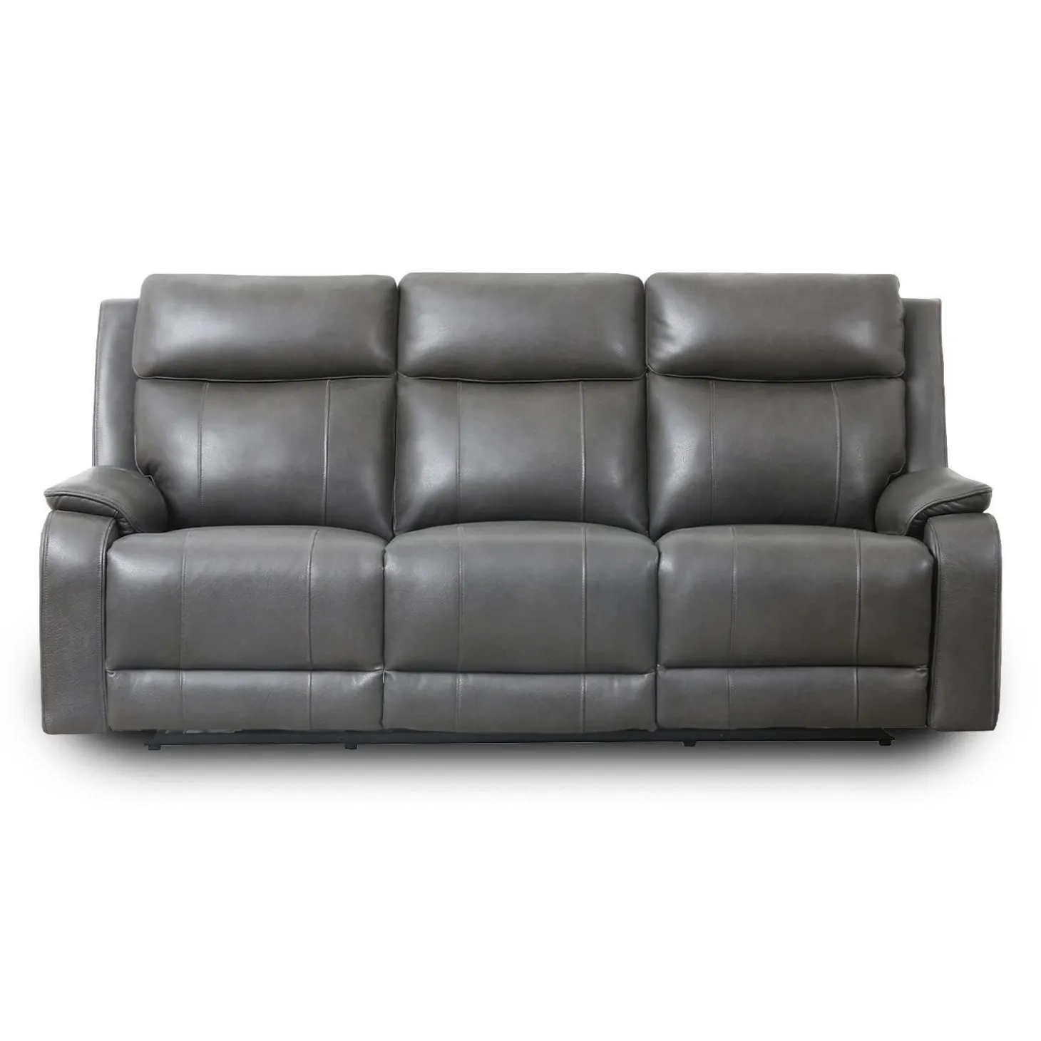 Sofa inclinable électrique en cuir avec appuis-tête ajustables - gris