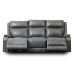 Sofa inclinable électrique en cuir avec appuis-tête ajustables - gris