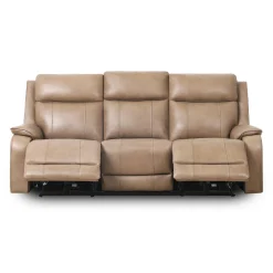 Sofa inclinable électrique en cuir avec appuis-tête ajustables - taupe