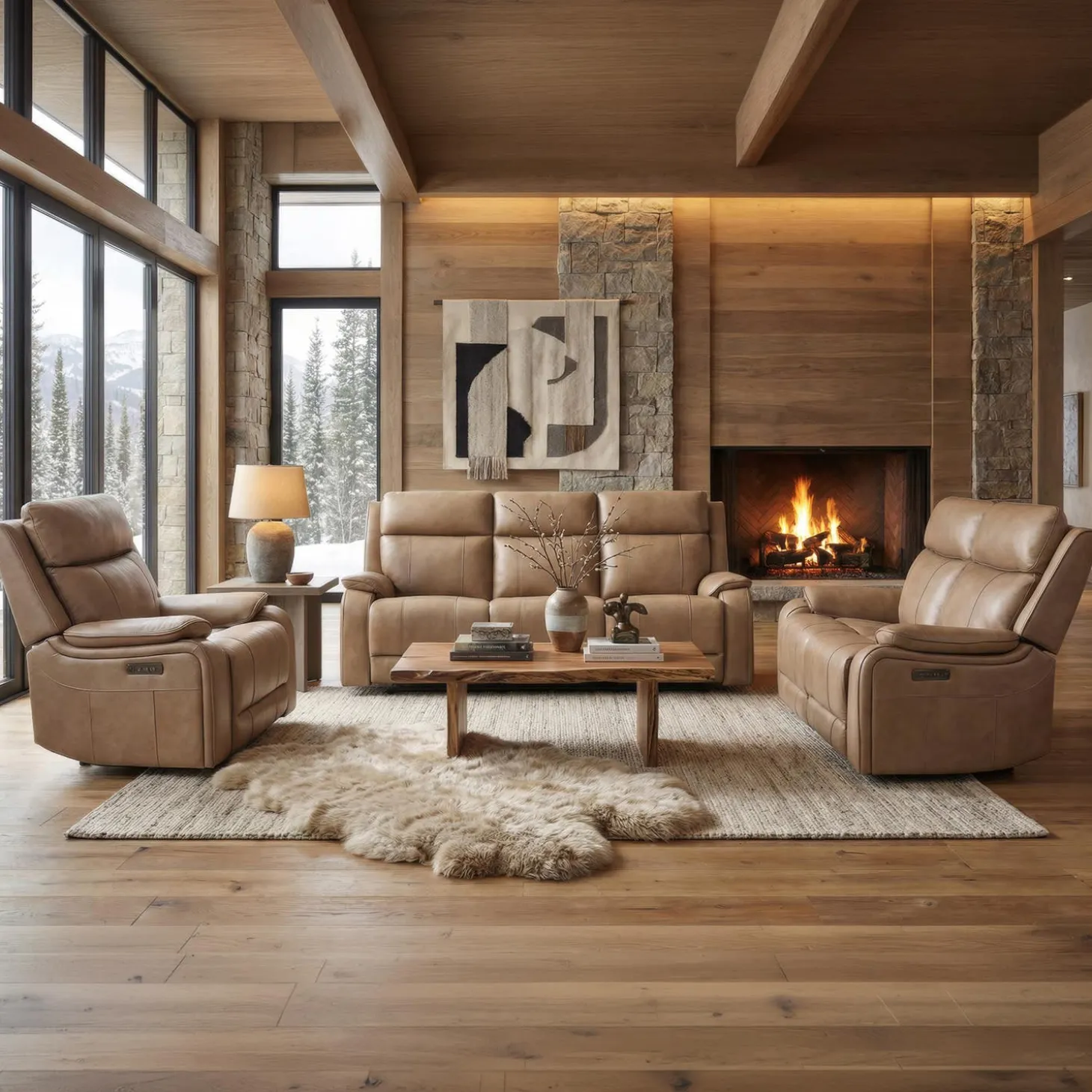 Sofa inclinable électrique en cuir avec appuis-tête ajustables - taupe