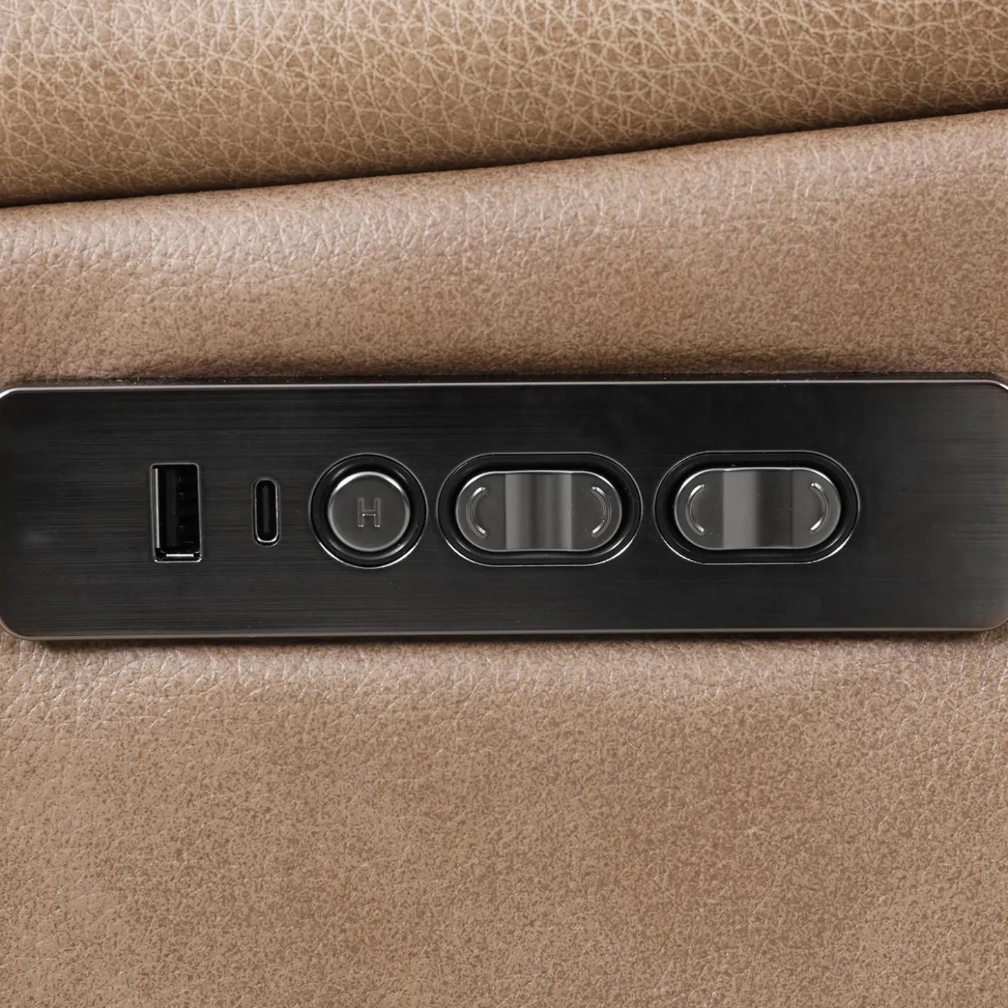 Sofa inclinable électrique en cuir avec appuis-tête ajustables - taupe