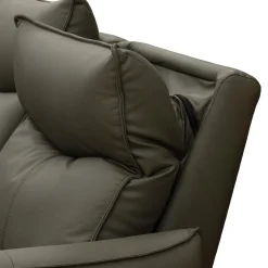 Sofa inclinable électrique en cuir véritable à 3 moteurs - appuis-tête, repose-pieds et soutien lombaire