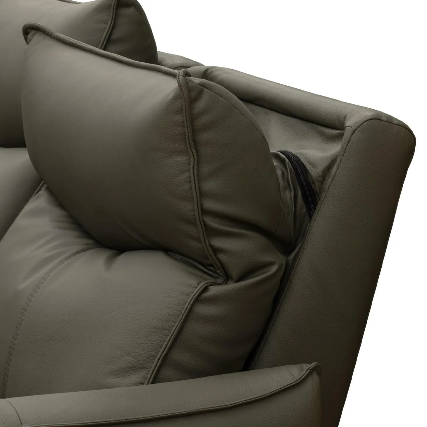 Sofa inclinable électrique en cuir véritable à 3 moteurs - appuis-tête, repose-pieds et soutien lombaire
