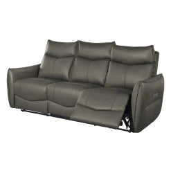 Sofa inclinable électrique en cuir véritable à 3 moteurs - appuis-tête, repose-pieds et soutien lombaire