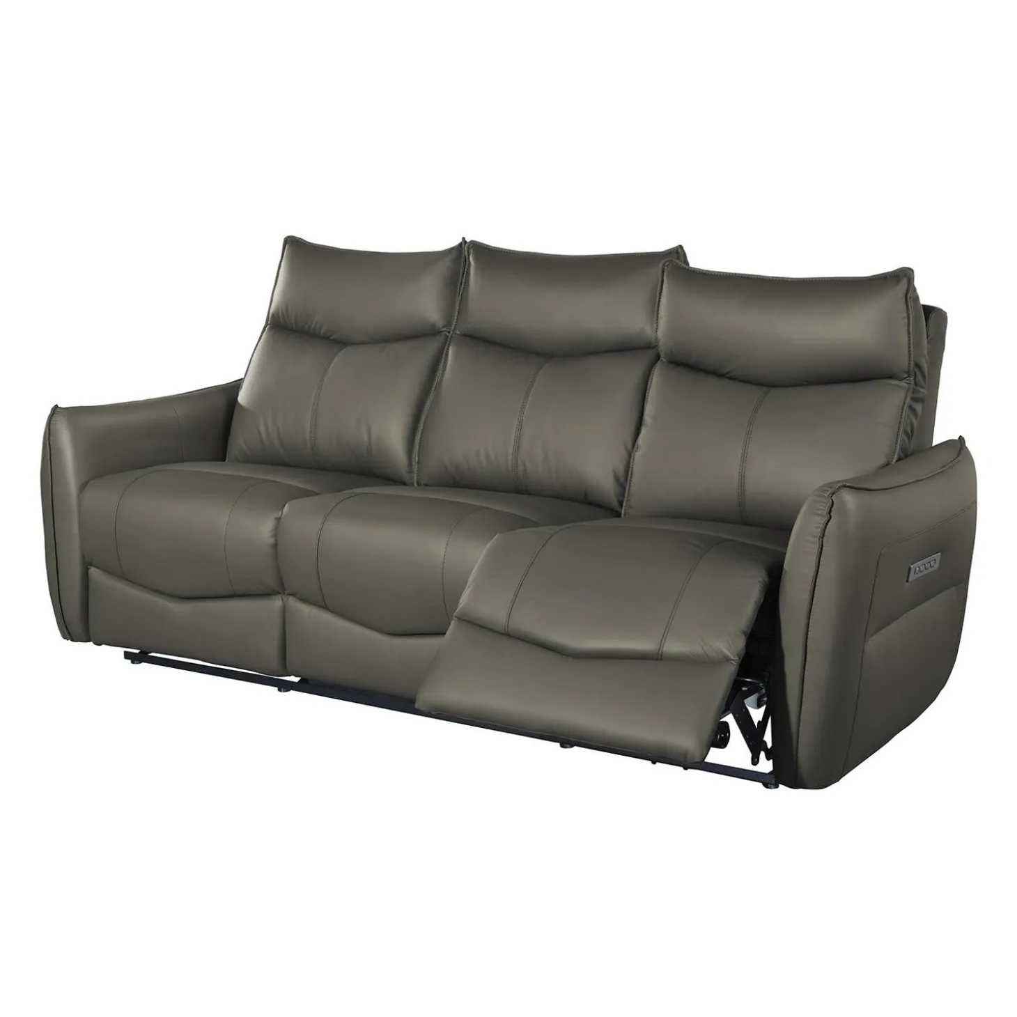 Sofa inclinable électrique en cuir véritable à 3 moteurs - appuis-tête, repose-pieds et soutien lombaire