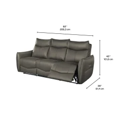 Sofa inclinable électrique en cuir véritable à 3 moteurs - appuis-tête, repose-pieds et soutien lombaire