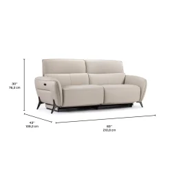 Sofa électrique inclinable avec appuis-tête ajustables - cuir véritable