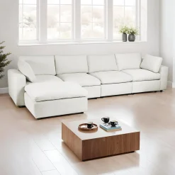 Sofa modulaire avec ottoman beige - 7 mcx