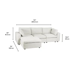 Sofa modulaire avec ottoman beige - 6 mcx