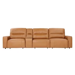 Sofa modulaire avec sièges coulissants électriques et console multimédia en cuir véritable - 4 mcx