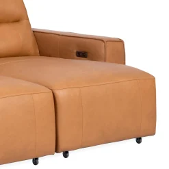 Sofa modulaire avec sièges coulissants électriques et console multimédia en cuir véritable - 4 mcx