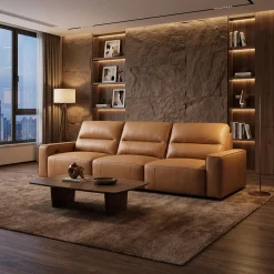 Sofa modulaire avec sièges coulissants électriques en cuir véritable - 3 mcx