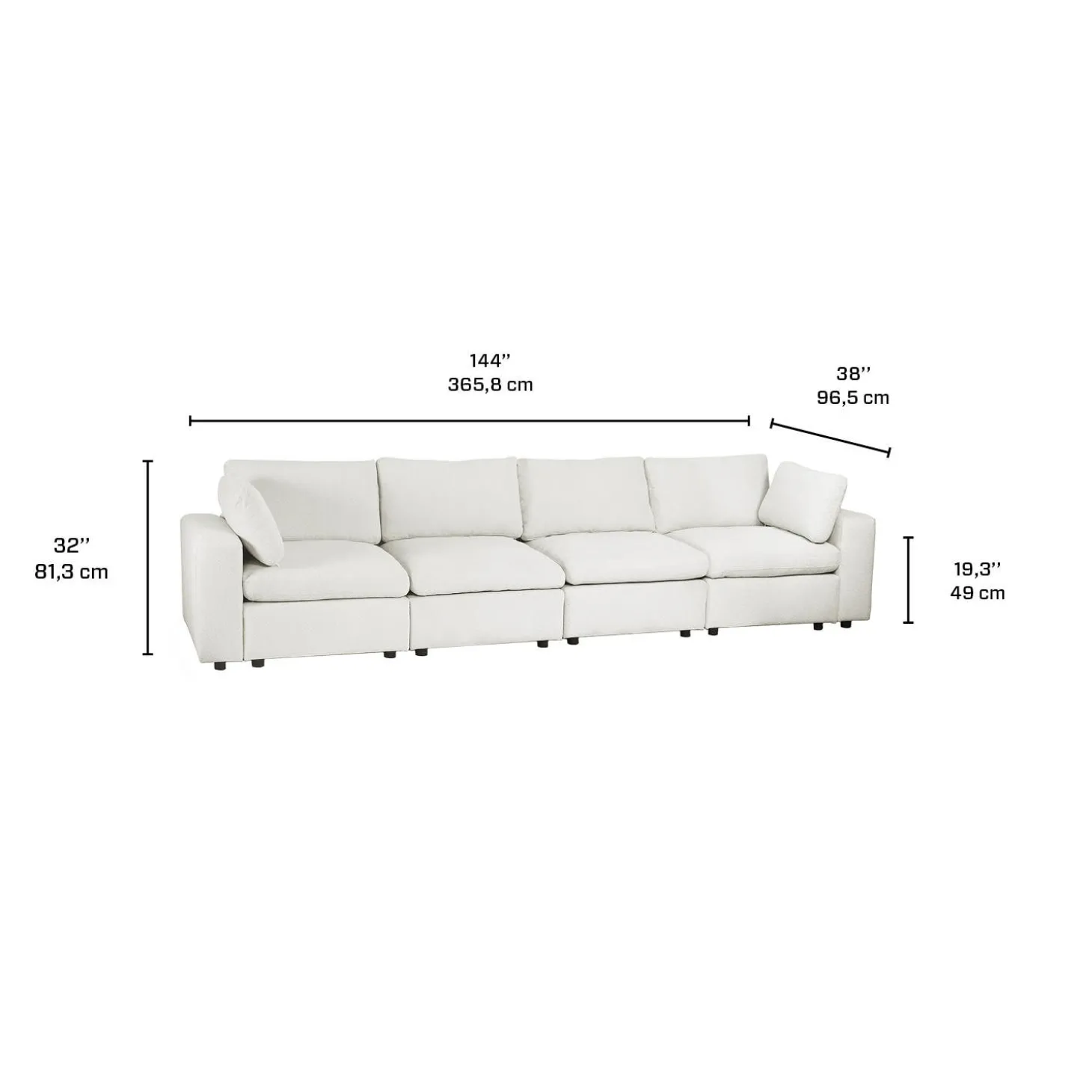 Sofa modulaire beige - 6 mcx