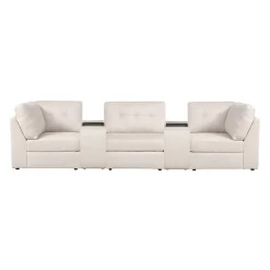 Sofa modulaire beige avec 2 consoles - 5 mcx
