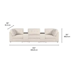 Sofa modulaire beige avec 2 consoles - 5 mcx