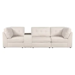 Sofa modulaire beige avec console - 4 mcx
