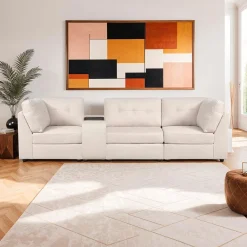 Sofa modulaire beige avec console - 4 mcx